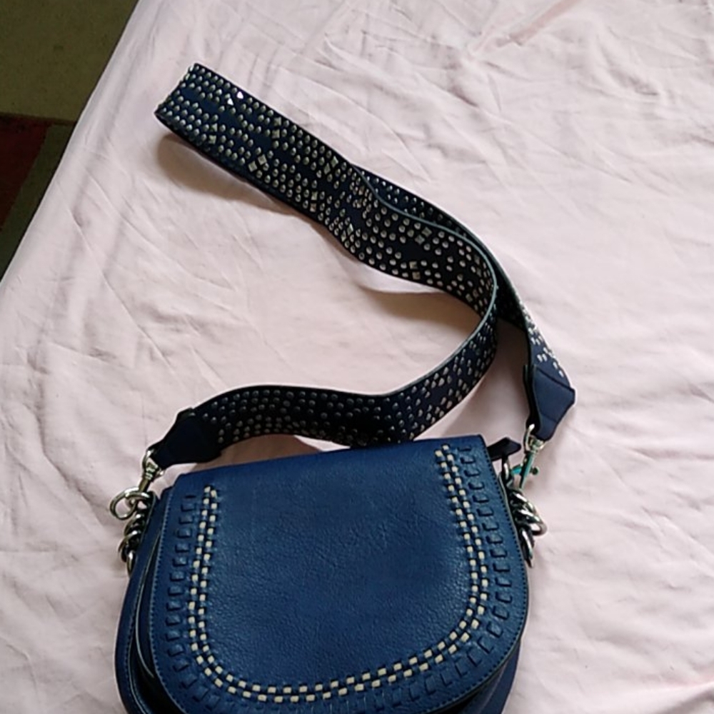 Urban Expressions Blue Studded Crossbody Purse